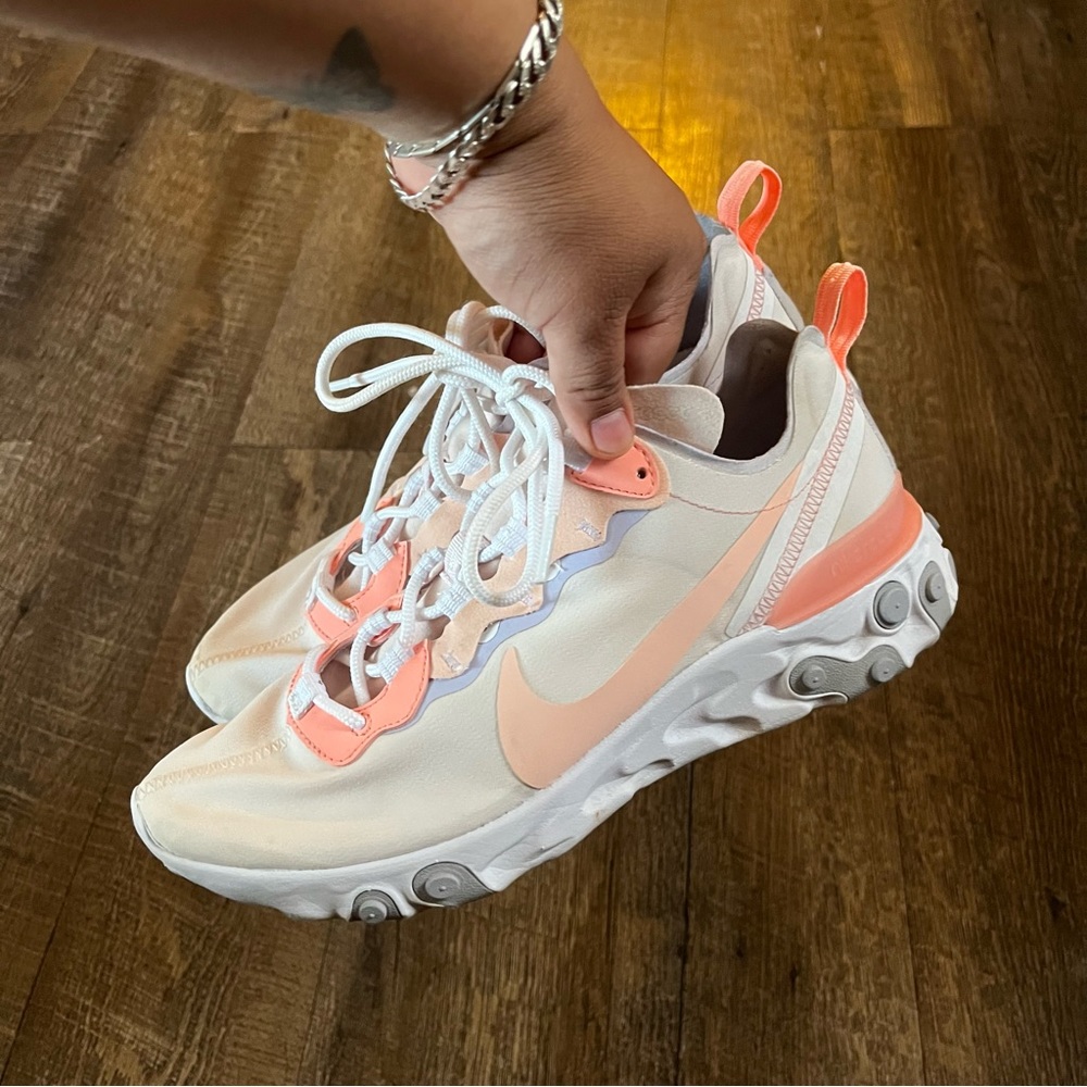 Nike React Element 55 Pale Pink Bleached Coral Running Shoes BQ2728-60 Women's 9